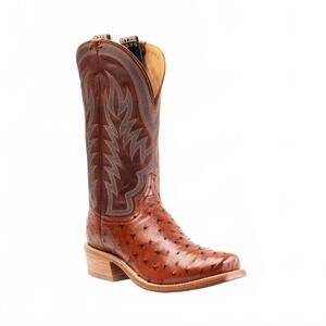 NEW HYER BOOTS men's culver full quill ostrich boot in brandy/cognac